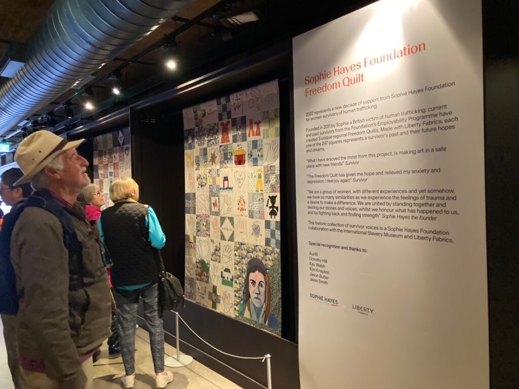 The Museum of Slavery in Liverpool showing a picture of the Freedom Quilt.