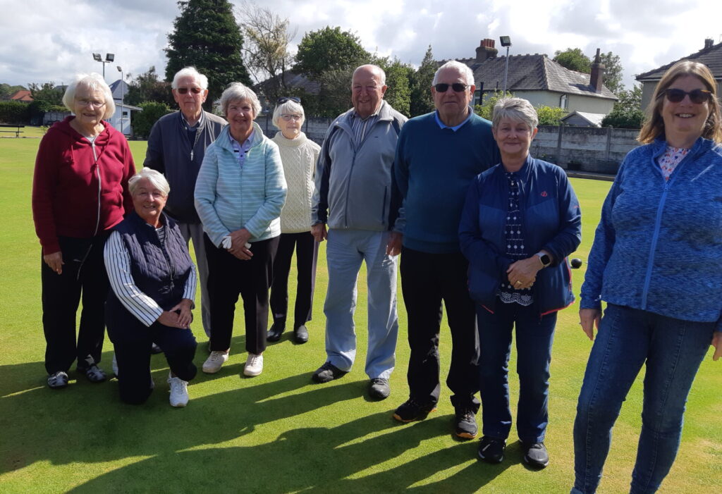 Some of the ladies and gentlemen who play Crown Green Bowling at Bare.