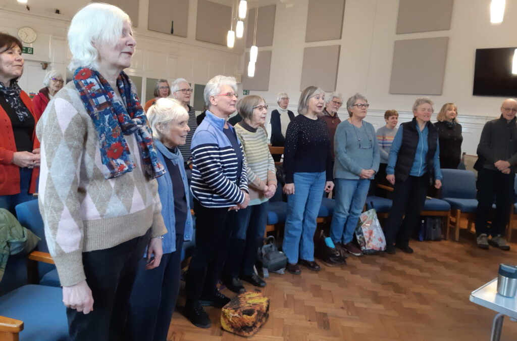 The group warming up