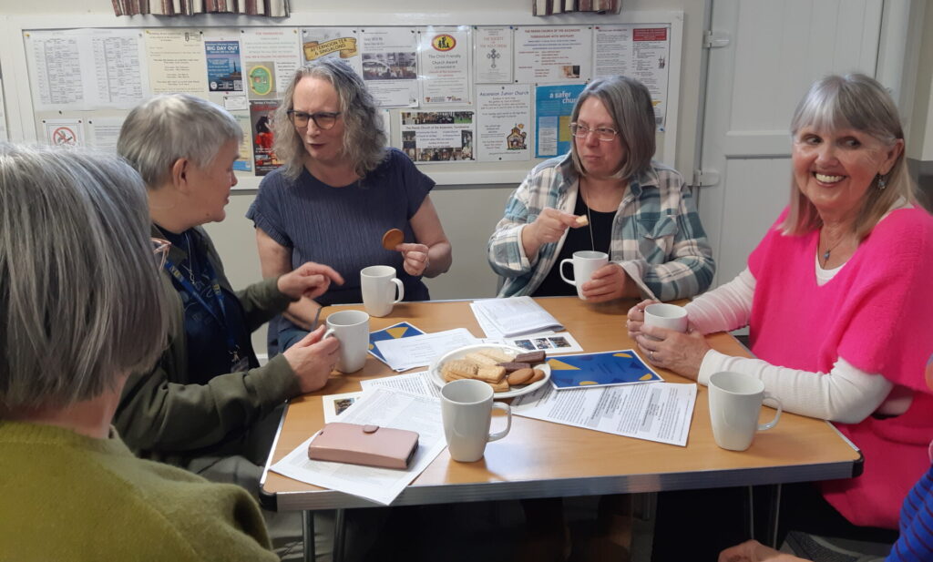 Ladies chatting at the coffee morning.