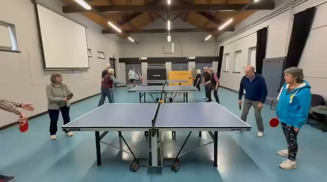 The hall and players in action.